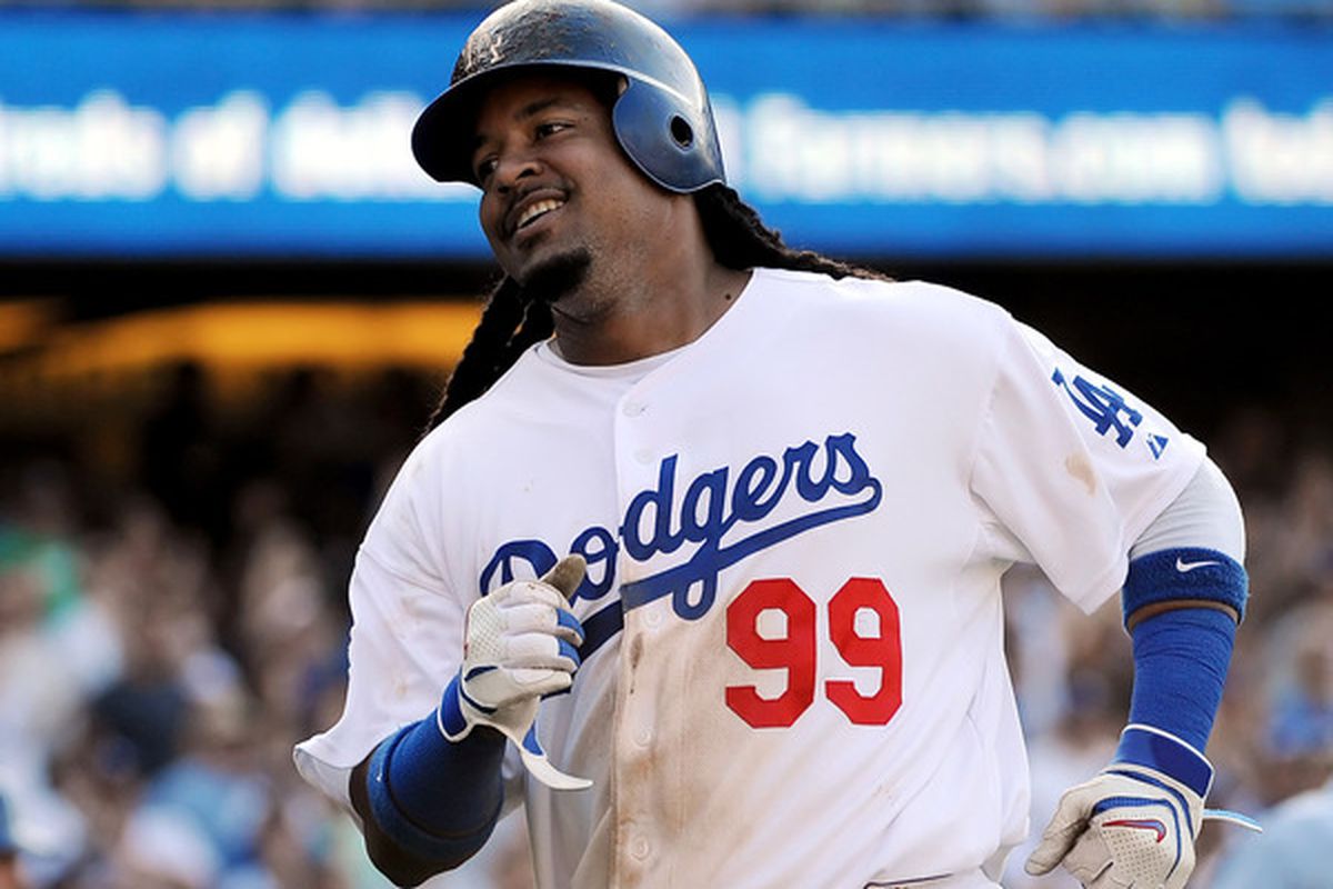 Manny Ramirez leads the Dodgers in slugging percentage and OPS this season