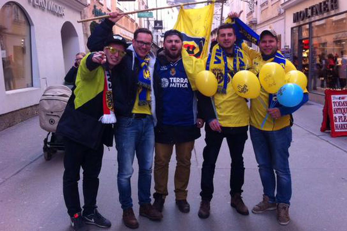 Villarreal fans in Salzburg ahead of today's match
