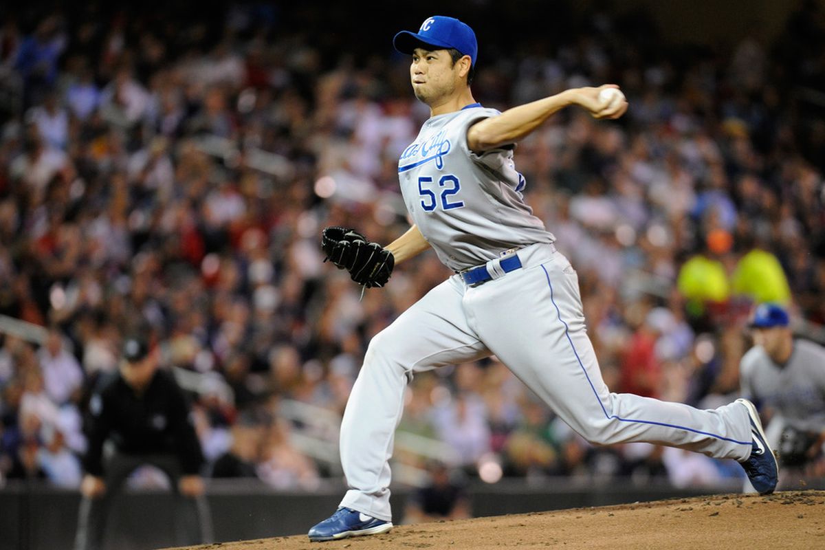 MINNEAPOLIS, MN - SEPTEMBER 28: Bruce Chen #52 of the Kansas City Royals delivers a pitch against the Minnesota Twins in the first inning on September 28, 2011 at Target Field in Minneapolis, Minnesota. (Photo by Hannah Foslien/Getty Images)