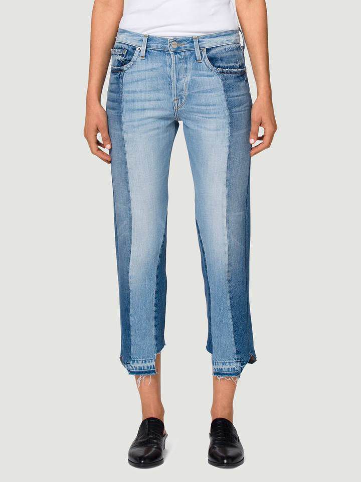 Cropped and patch-work Frame jeans