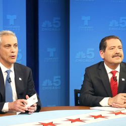 Chicago Mayor Rahm Emanuel (left) was forced into a runoff election in 2015 against Cook County Commissioner Jesus “Chuy” Garcia.  | Associated Press