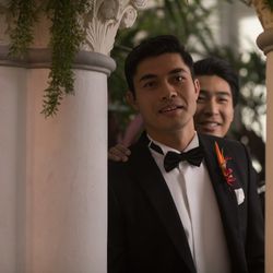 (L-R) HENRY GOLDING as Nick and CHRIS PANG as Colin in Warner Bros. Pictures' and SK Global Entertainment's and Starlight Culture's contemporary romantic comedy “Crazy Rich Asians.”