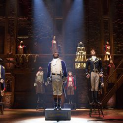 A touring cast of "Hamilton" on stage at the Orpheum Theatre in Memphis, TN. The hit musical will play at Salt Lake's Eccles Theater from April 11-May 6.