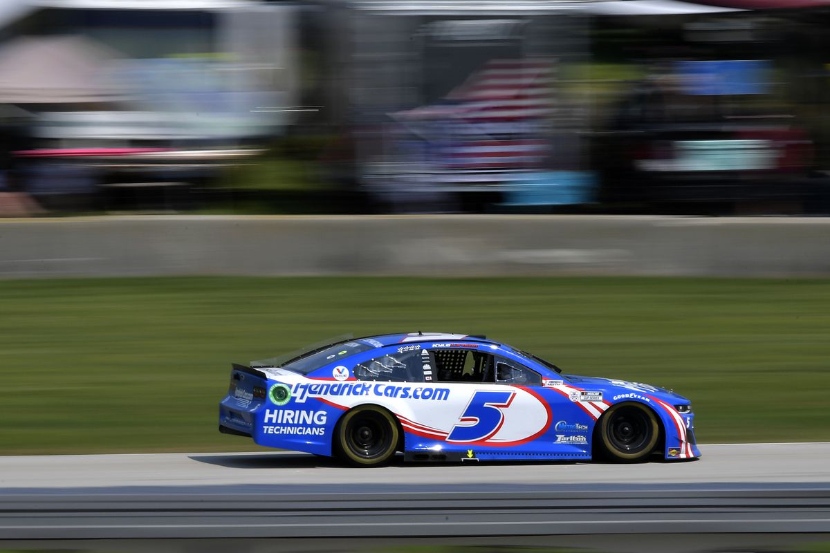 Kyle Larson, driver of the #5 HendrickCars.com Chevrolet, drives during the NASCAR Cup Series Jockey Made in America 250 Presented by Kwik Trip at Road America on July 04, 2021 in Elkhart Lake, Wisconsin.