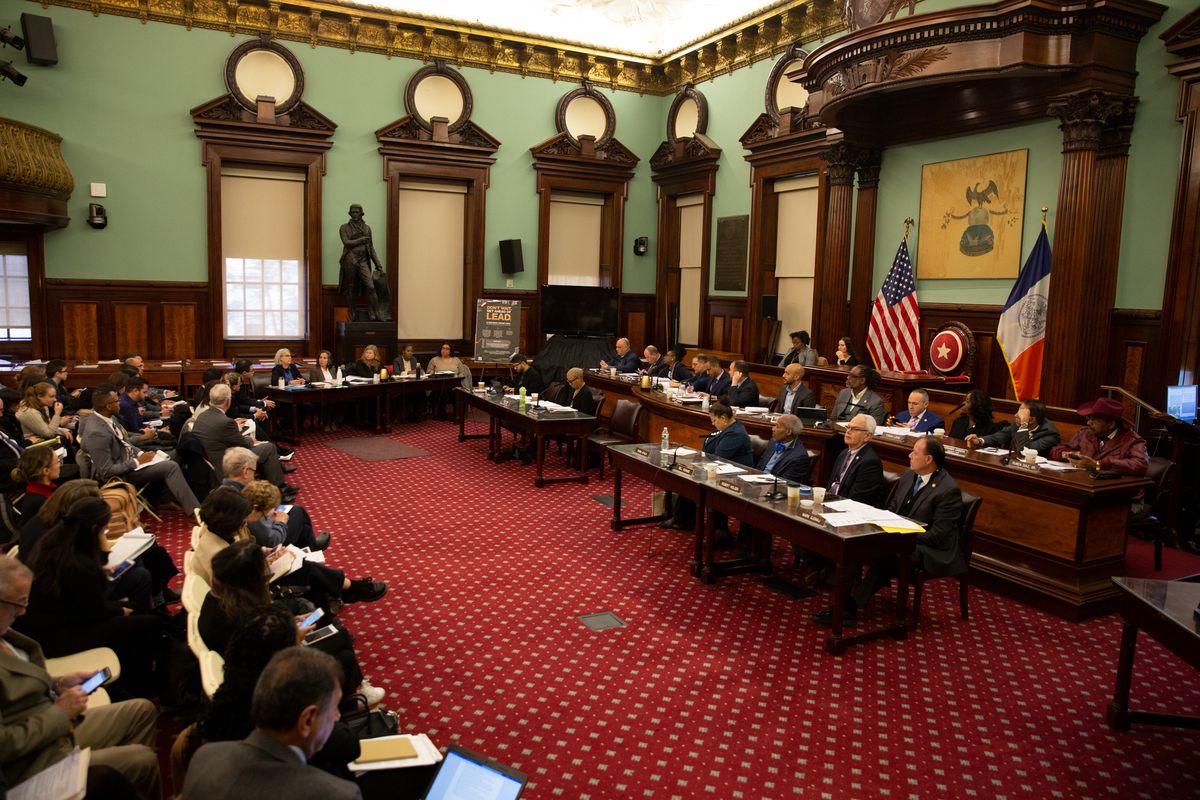 City Council members hold a hearing on lead in. buildings, Nov. 13, 2019.