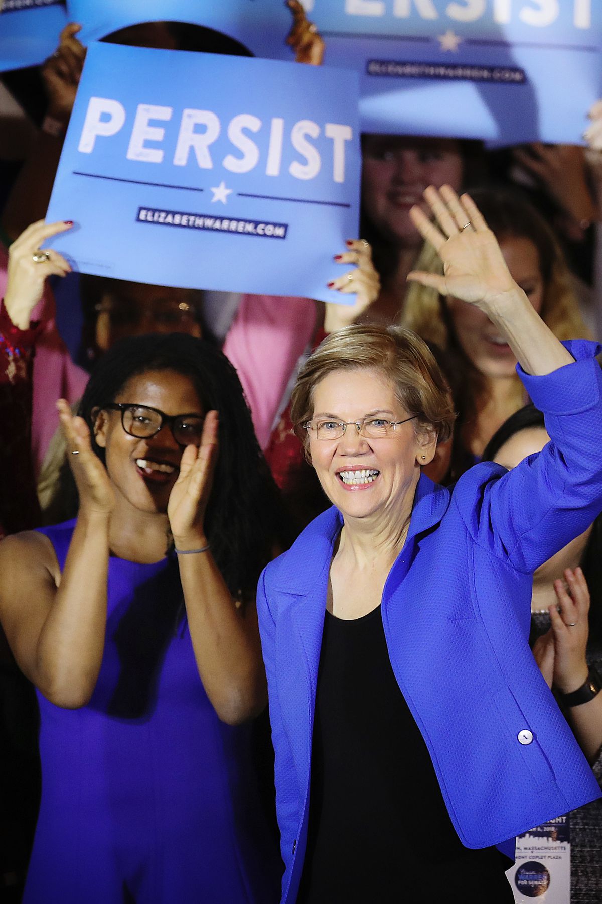 Sen. Warren (D-MA) during an election night rally celebrating her win in Boston on November 7, 2018.