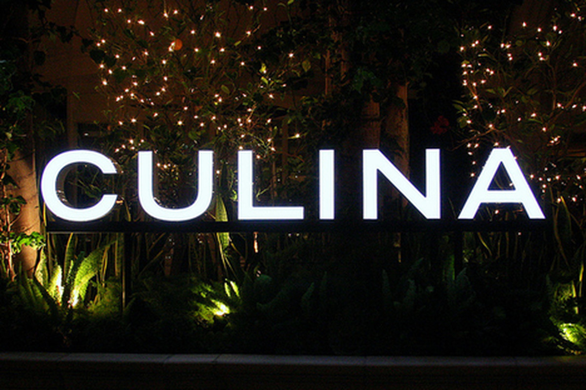 Signage at Culina, Beverly Hills. 
