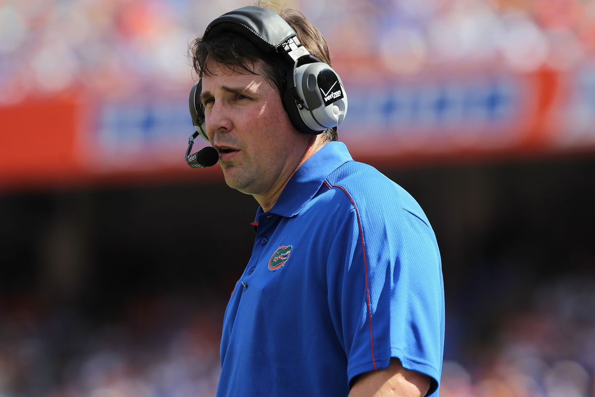 September 1, 2012; Gainesville FL, USA; Florida Gators head coach Will Muschamp during the first quarter against the Bowling Green Falcons at Ben Hill Griffin Stadium. Mandatory Credit: Kim Klement-US PRESSWIRE