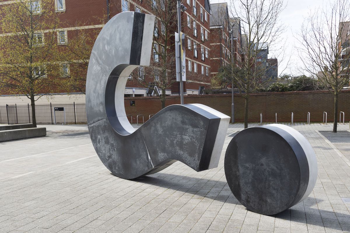 The Question Mark sculpture by Ben Langlands and Nikki Bell, 2011, University of Suffolk, Ipswich, England, UK.