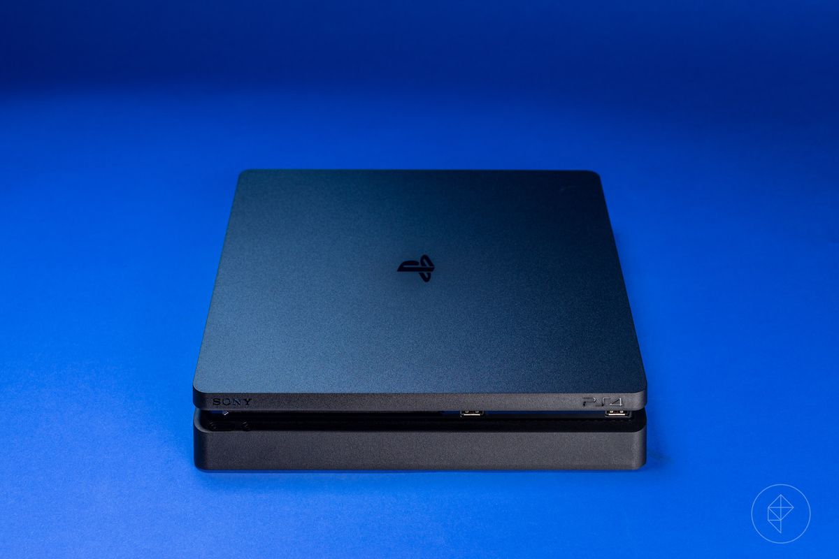 # PS4 Slim console in blue background