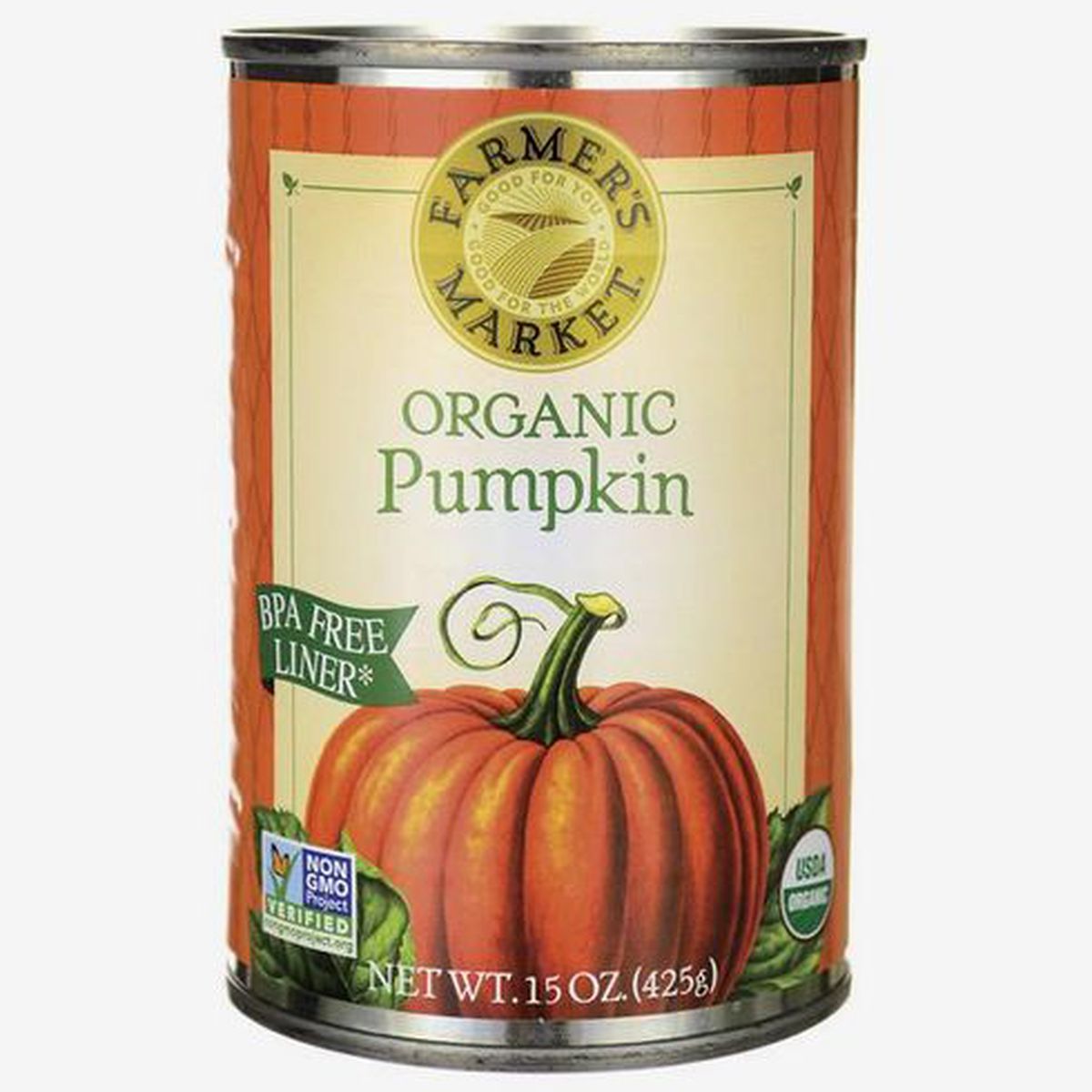 A can of organic pumpkin