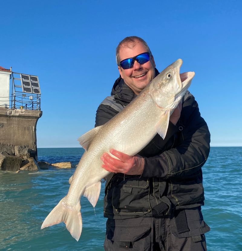 Ice-out lake trout at Chicago Light. Provided by Jim and Casey Shell