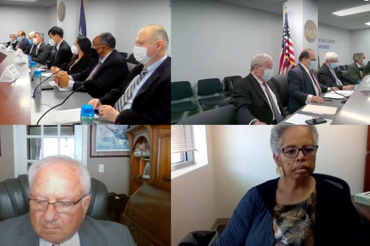 The state’s Independent Redistricting Commission during a meeting on Sept. 15, 2021.