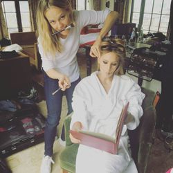 Dylan Penn in the makeup chair as she gets ready for her first Met Gala.