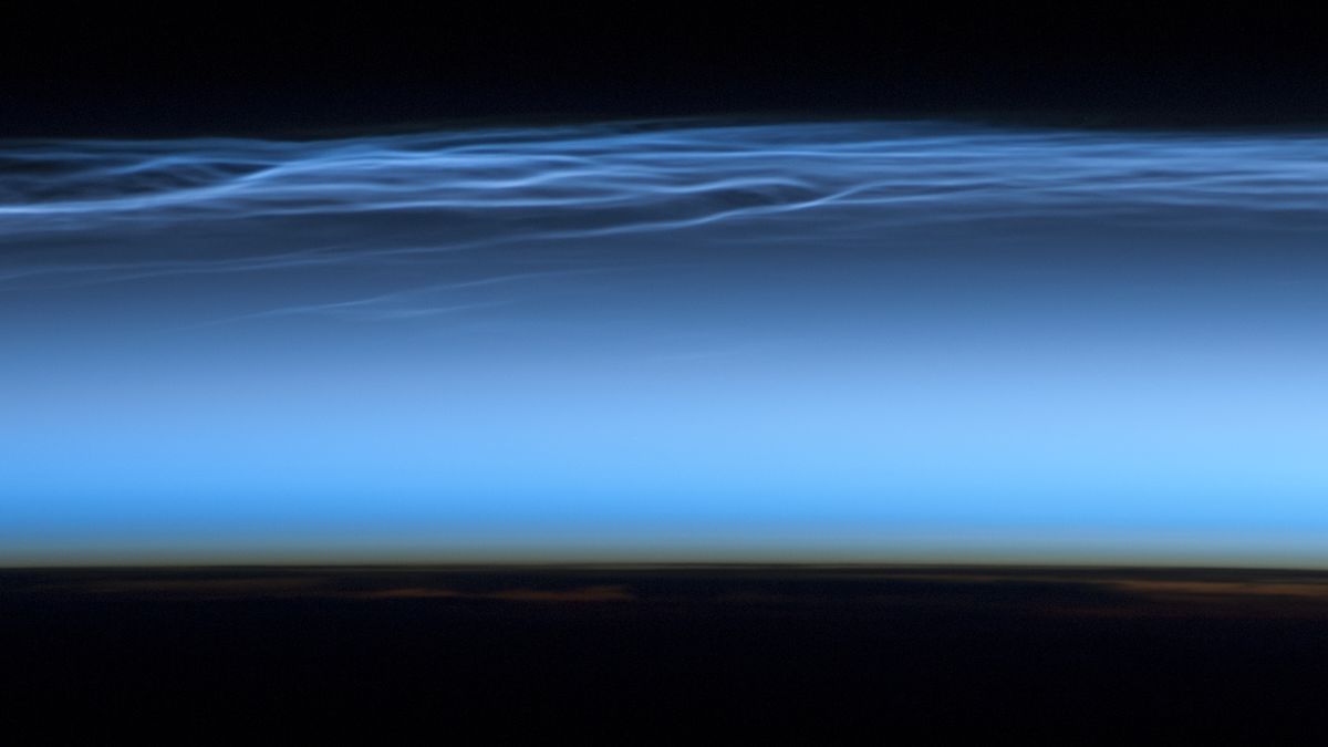 Photo of noctilucent clouds