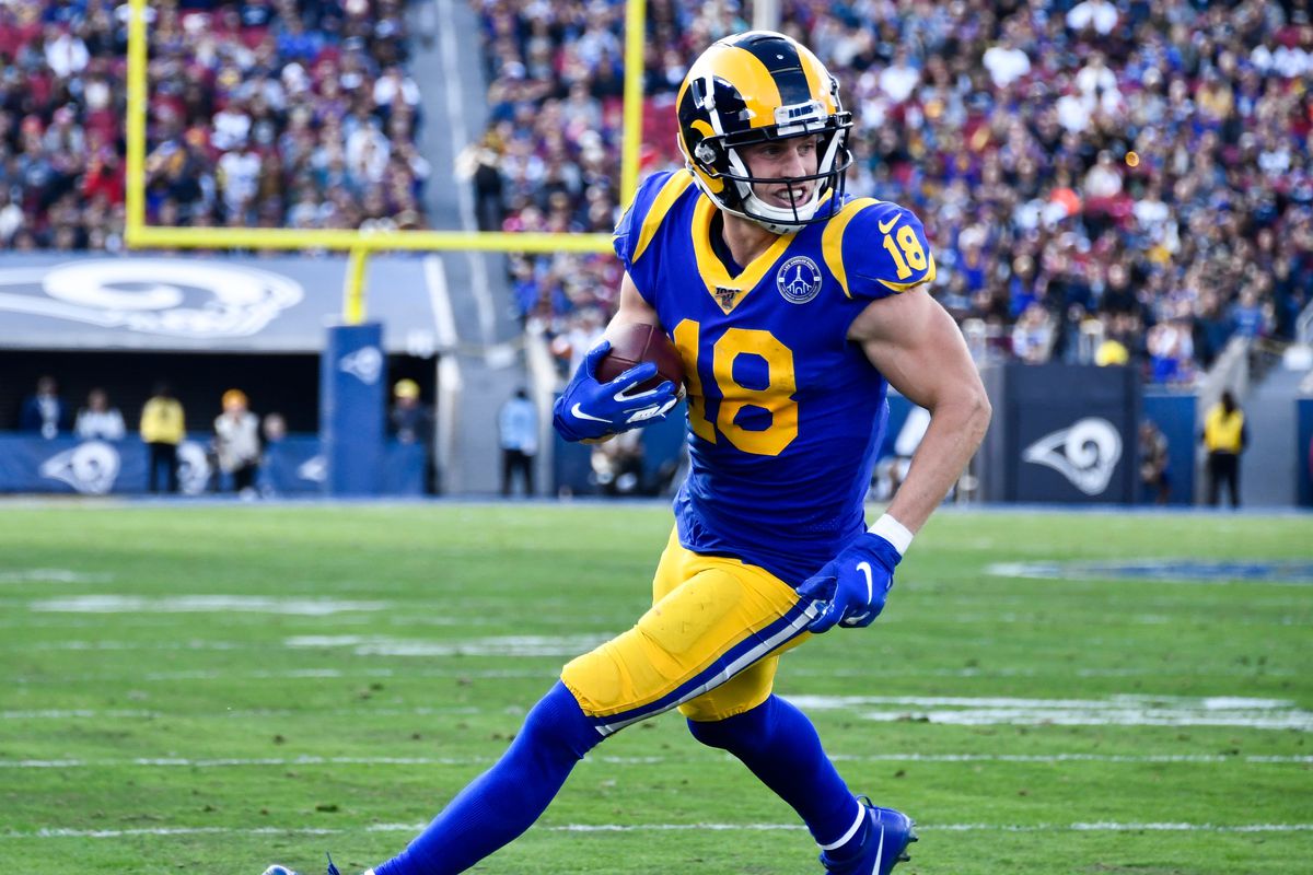 Los Angeles Rams wide receiver Cooper Kupp waltz into the end zone to score a touchdown on a 6-yard pass play against the Arizona Cardinals at Los Angeles Memorial Coliseum.&nbsp;