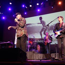 Far left, artists Bruce Johnston and Mike Love of The Beach Boys perform at the Ryman Auditorium on Tuesday, Jan. 24, 2017 in Nashville, Tenn.