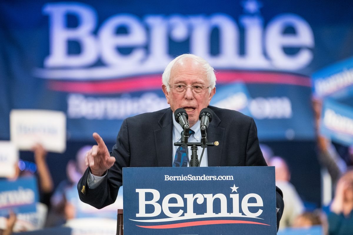 Bernie Sanders on stage at a rally in South Carolina in March 2019.