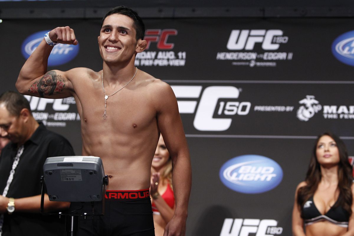 Erik Perez rolled to a first-round knockout win at UFC 150 (Esther Lin, MMA Fighting).
