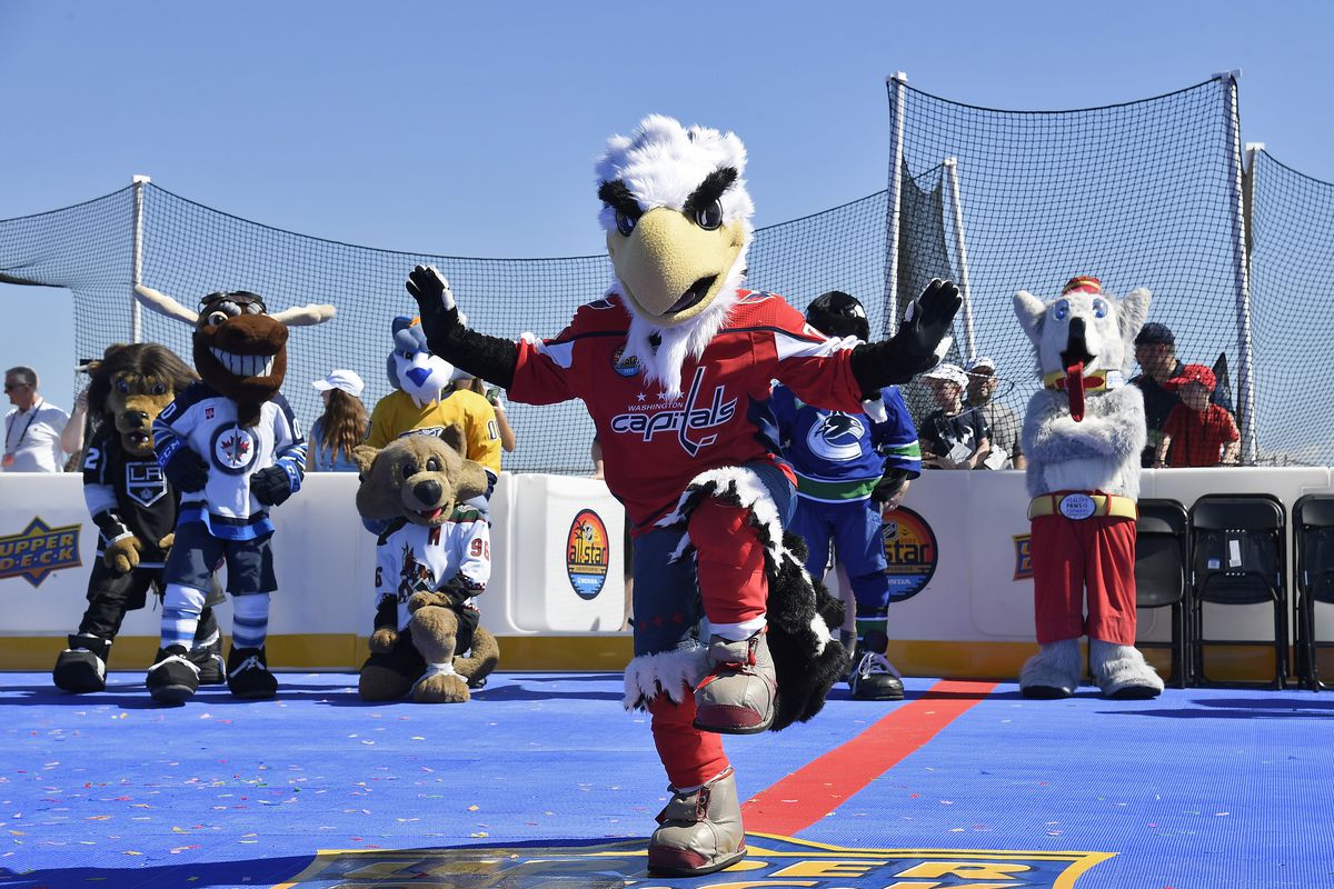 Slapshot of the Washington Capitals participates in the NHL Mascot Showdown - Mascot Frenzy at the Truly Hard Seltzer NHL All-Star Beach Festival at Ft. Lauderdale Beach Park on February 03, 2023 in Ft. Lauderdale, Florida.