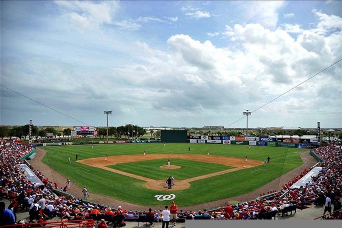 March 07, 2012; Melbourne, FL, USA;   A general view of the stadium during the spring training game between the Washington Nationals and the St. Louis Cardinals at Space Coast Stadium. Mandatory Credit: Brad Barr-US PRESSWIRE