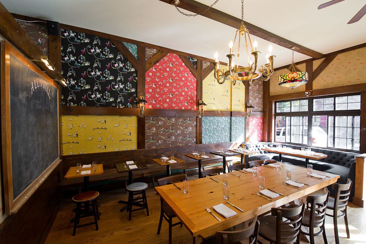[The dining room at Allswell in Williamsburg]