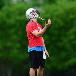 Detroit Lions quarterback Matthew Stafford (9) during organized team activities at Lions training facility.