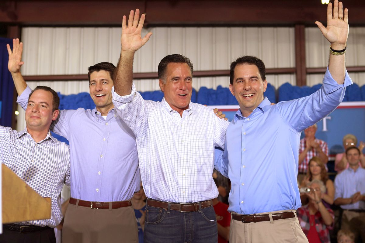 Romney and Scott Walker (at right) in 2012.