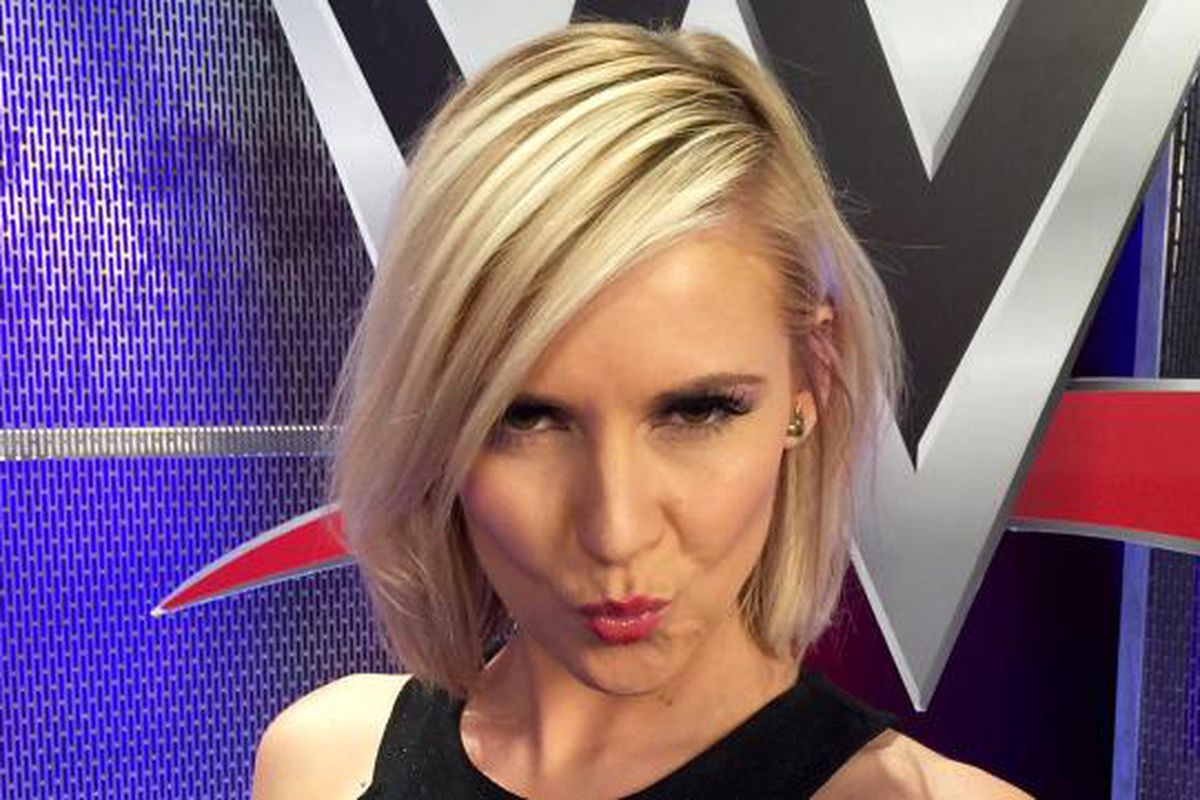 Why yes, it is Renee Young giving you Blue Steel.  Check out the whole gallery at the link...Sin Cara's is the best.