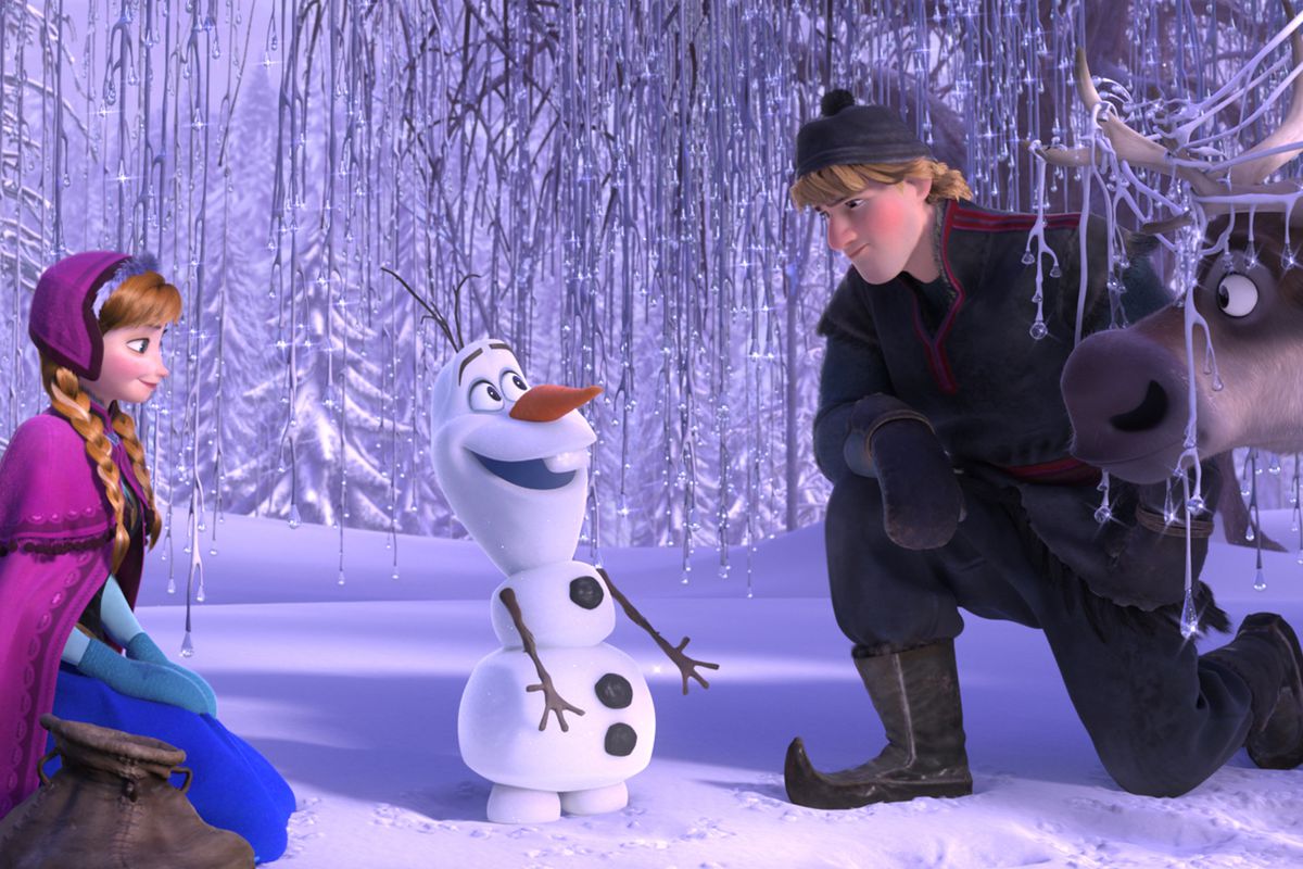 FROZEN -When the newly crowned Queen Elsa accidentally uses her power to turn things into ice to curse her home in infinite winter, her sister, Anna, teams up with a mountain man, his playful reindeer, and a snowman to change the weather condition. (Disne