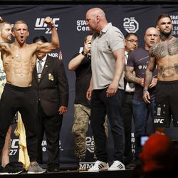 T.J. Dillashaw and Cody Garbrandt are pumped up at UFC 227 weigh-ins.