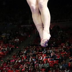 Breanna Hughes of Utah performs on the vault during NCAA gymnastics against Georgia in Salt Lake City, Saturday, March 12, 2016.