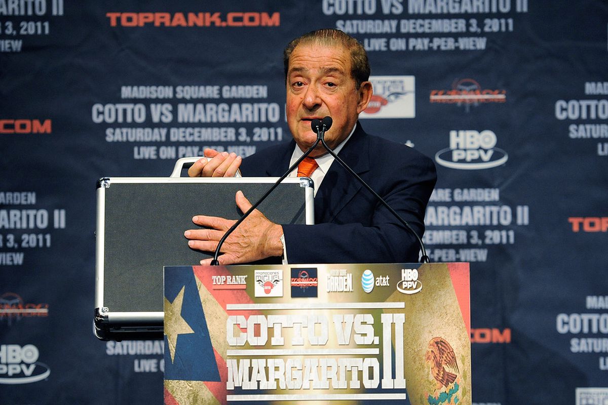 Bob Arum today proposed a pro wrestling-style gimmick for the Cotto vs Margarito rematch in December. (Photo by Patrick McDermott/Getty Images)