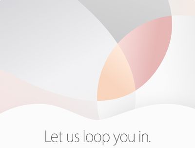 An Apple logo in gray, gold, and rose gold, with text reading “let us loop you in.”