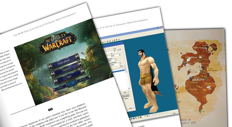 pages from The WoW Diary, a book about the making of World of Warcraft