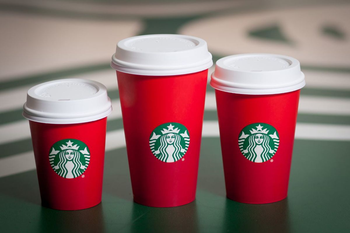 Starbucks red reusable holiday hot cups and lids