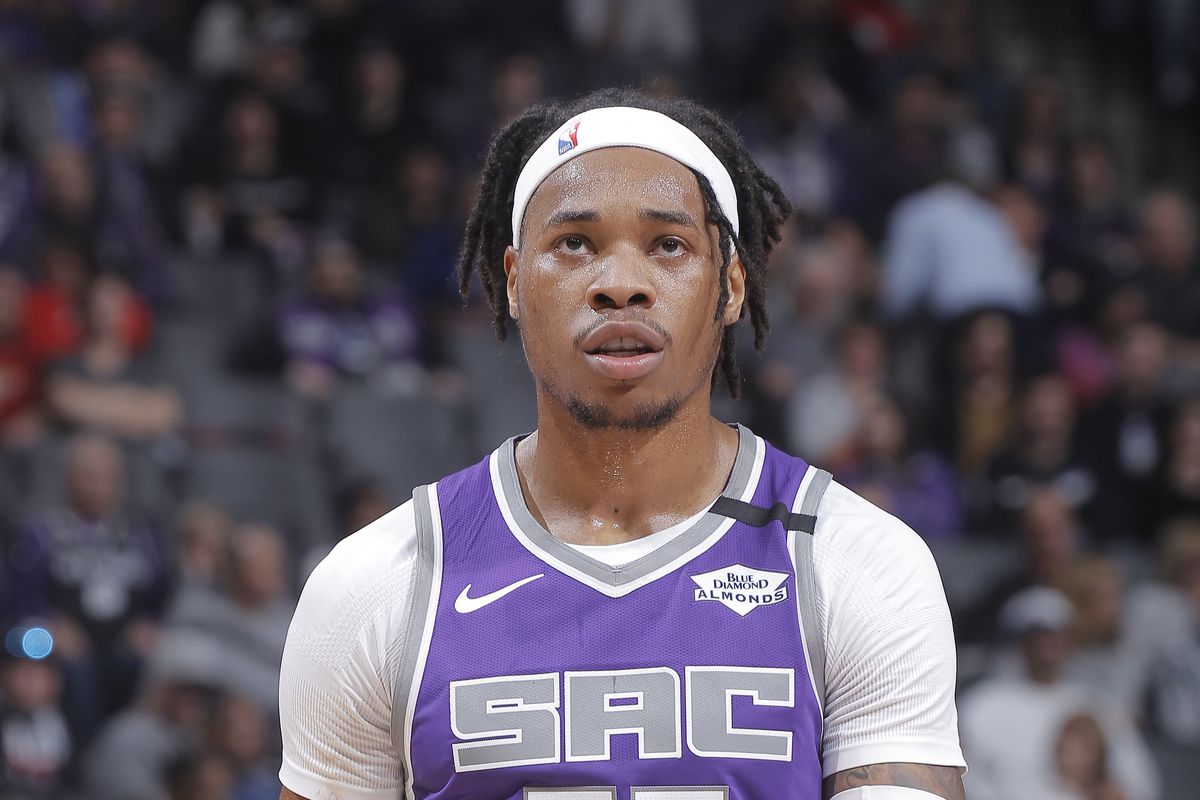 Richaun Holmes of the Sacramento Kings looks on during the game against the Toronto Raptors on March 8, 2020 at Golden 1 Center in Sacramento, California.