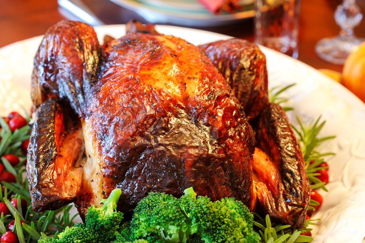 Homemade Roasted Thanksgiving Day Turkey on the holiday table