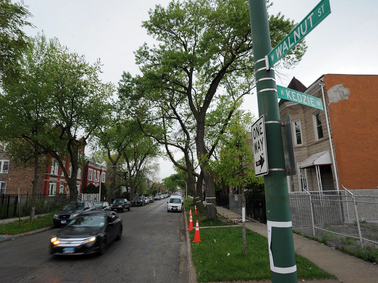 Street scene at beginning of the 3200 block of West Walnut Street in East Garfield Park, Chicago on May 16, 2019. This block has some of the highest price quotes for car insurance in the city out of more than 300 tests the Sun-Times ran in its investigation of car insurance.