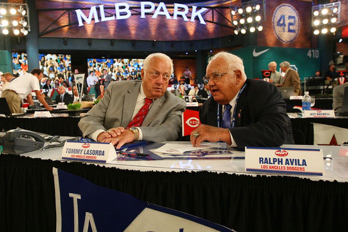 Tommy Lasorda and Ralph Avila are representing the Dodgers at the MLB draft in New Jersey