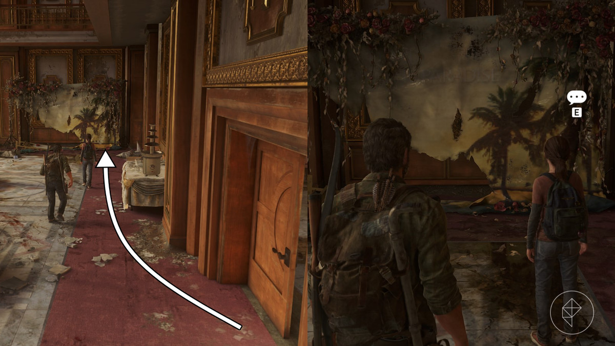 Optional conversation 24 location in the Hotel Lobby section of the Pittsburgh chapter of The Last of Us Part 1