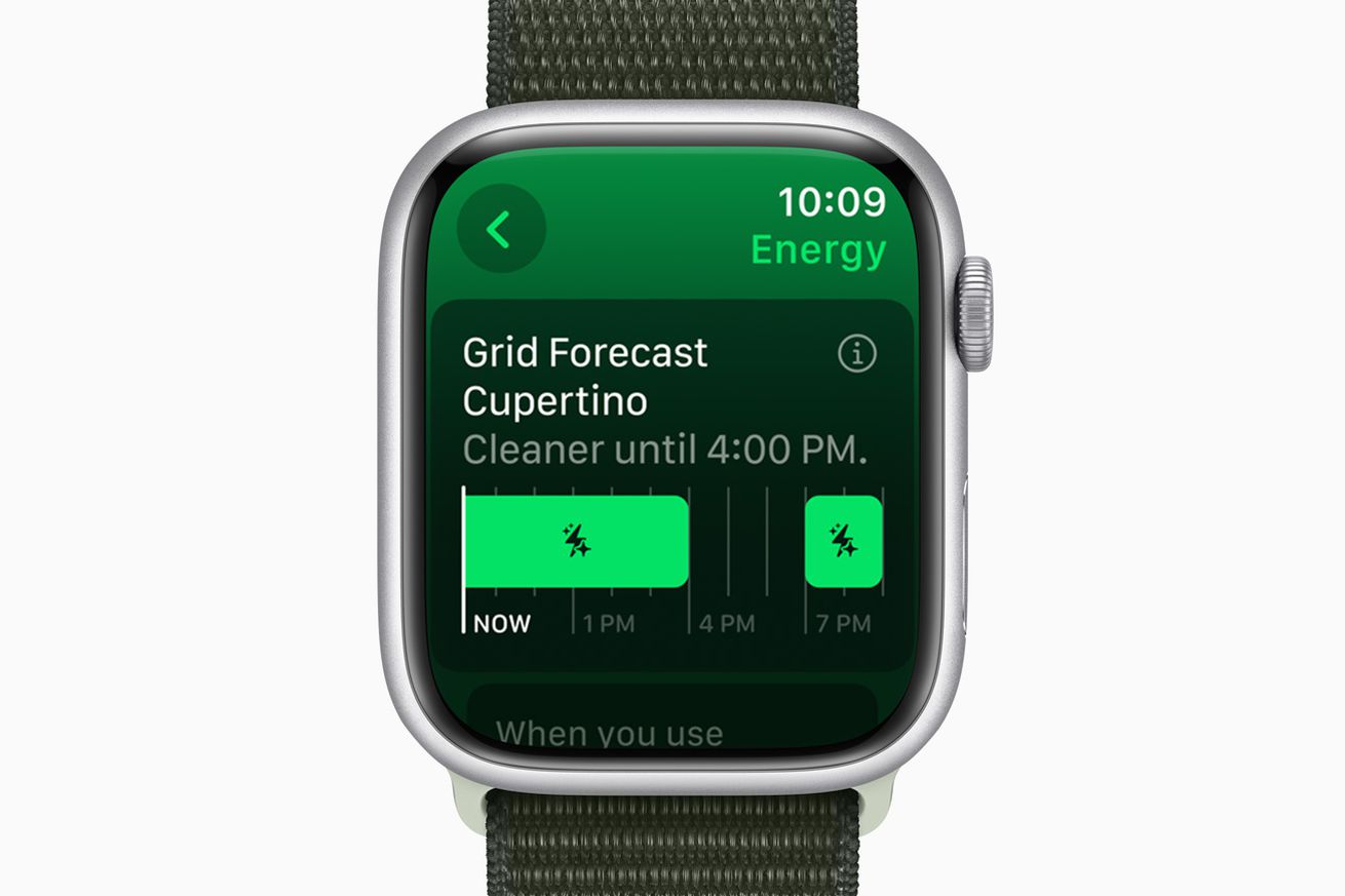 A screenshot of the Grid Forecast feature on an Apple Watch.