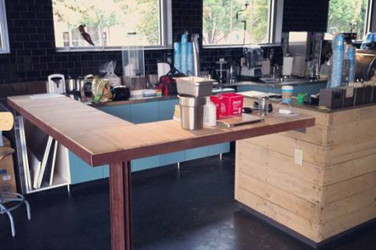 The manual brewing bar at the new Dancing Goats Coffee in Ponce City. 