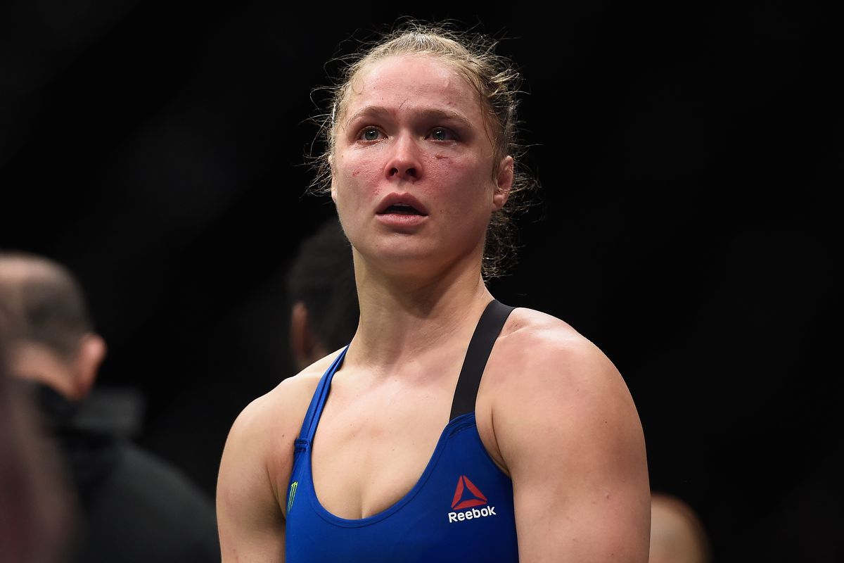 Ronda Rousey after losing to Amanda Nunes at UFC 207 in 2016. 