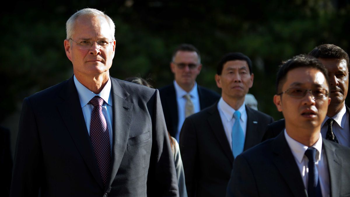 Exxon Mobil chairman and CEO Darren Woods arrives for a meeting with Chinese Premier Li Keqiang at the Zhongnanhai Leadership Compound in Beijing, China on September 7, 2018.