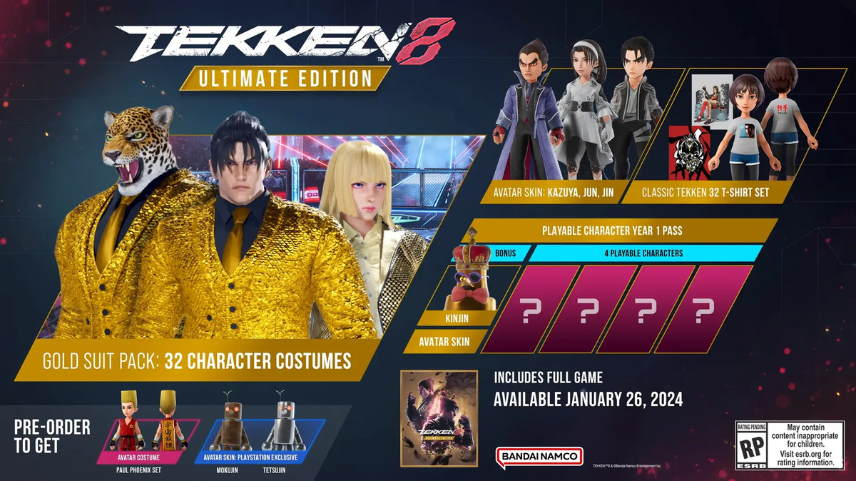 Stock image of the contents of the Tekken 8 Ultimate Edition
