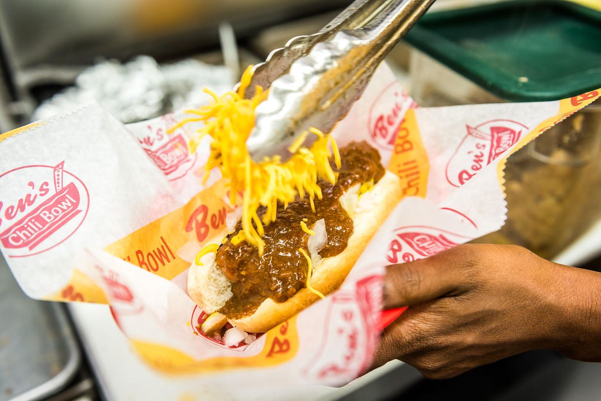 A half-smoke from Ben’s Chili Bowl.