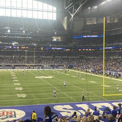 The Indianapolis Colts set to kickoff overtime against the Los Angeles Rams in Week 4 at Lucas Oil Stadium — October 1, 2023. 