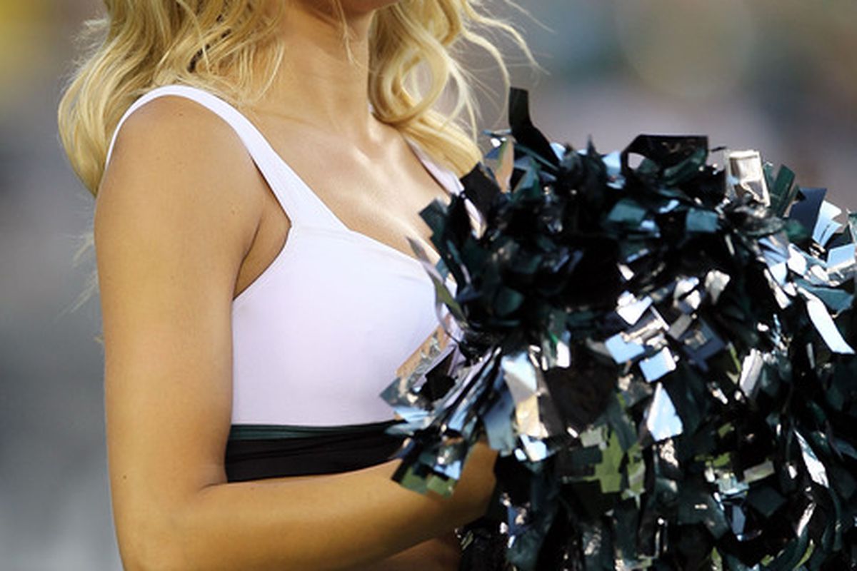 PHILADELPHIA, PA - AUGUST 11:  A Philadelphia Eagles cheerleader performs against the Baltimore Ravens during their preseason game on August 11, 2011 at Lincoln Financial Field in Philadelphia, Pennsylvania.  (Photo by Jim McIsaac/Getty Images)