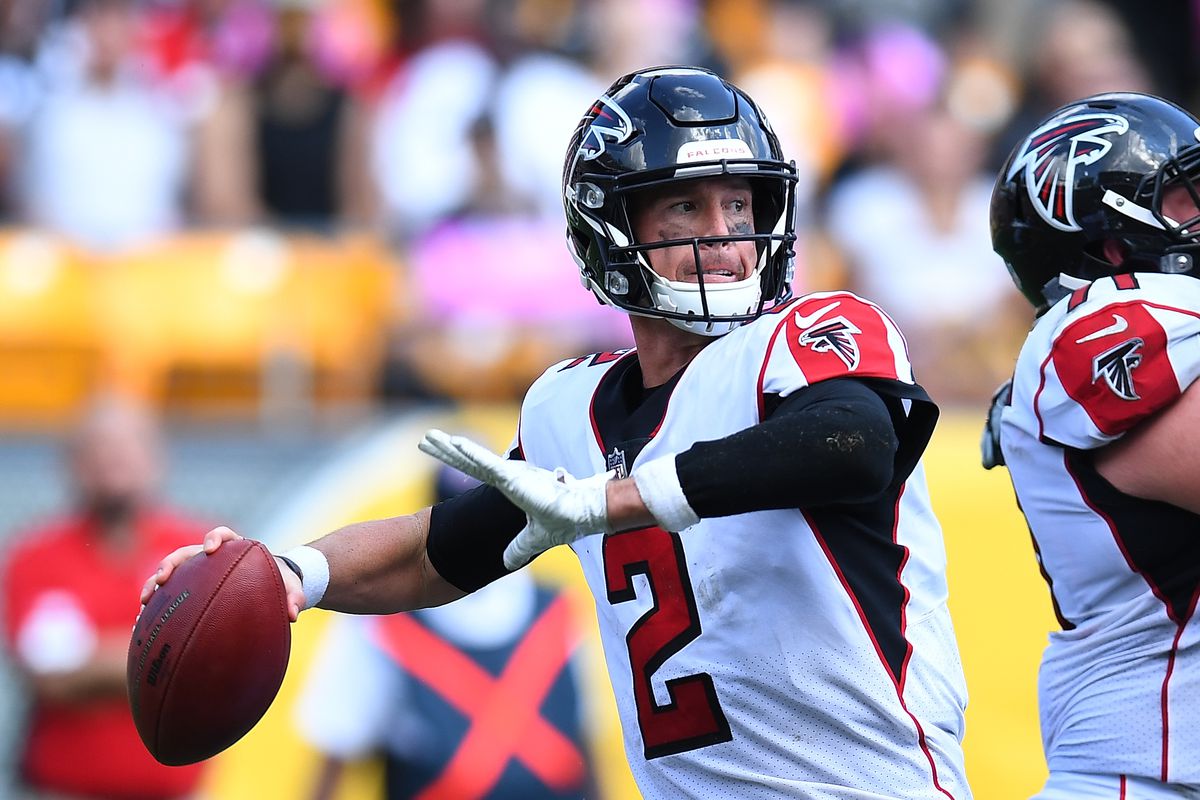Matt Ryan of the Atlanta Falcons in action during the game against the Pittsburgh Steelers at Heinz Field on October 7, 2018 in Pittsburgh, Pennsylvania.
